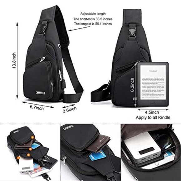 Waterproof Sling Bag Crossbody Backpack for Men Women Sling Backpack Hiking - Picture 2 of 6